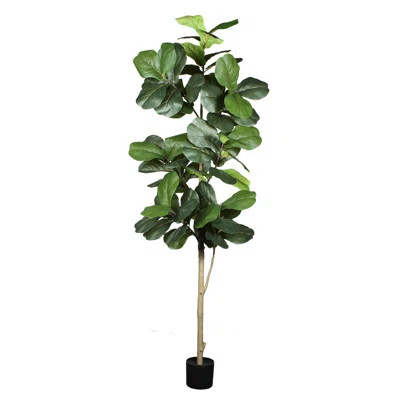 Artificial Fiddle Leaf Fig Tree in Black Plastic Pot, Real Touch Fake Fig Tree, Indoor Faux Plant for Home, Office, Living Room & Corner Decor | Wayfair North America