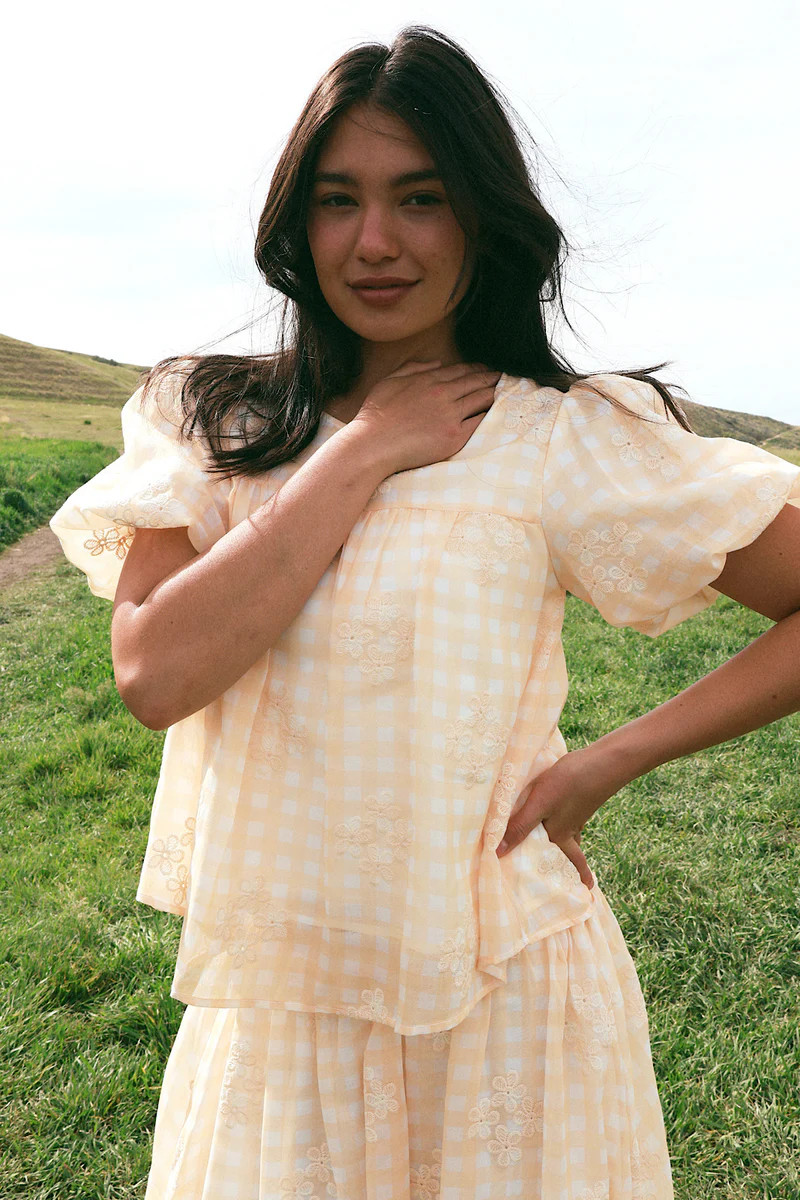 Holland Embroidered Gingham Blouse | Henly