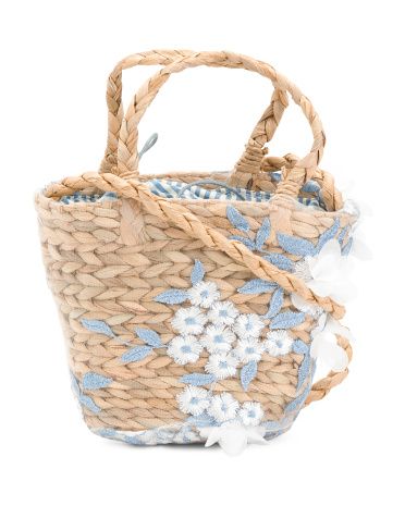 Floral Embroidered Mesh Straw Tote | Marshalls