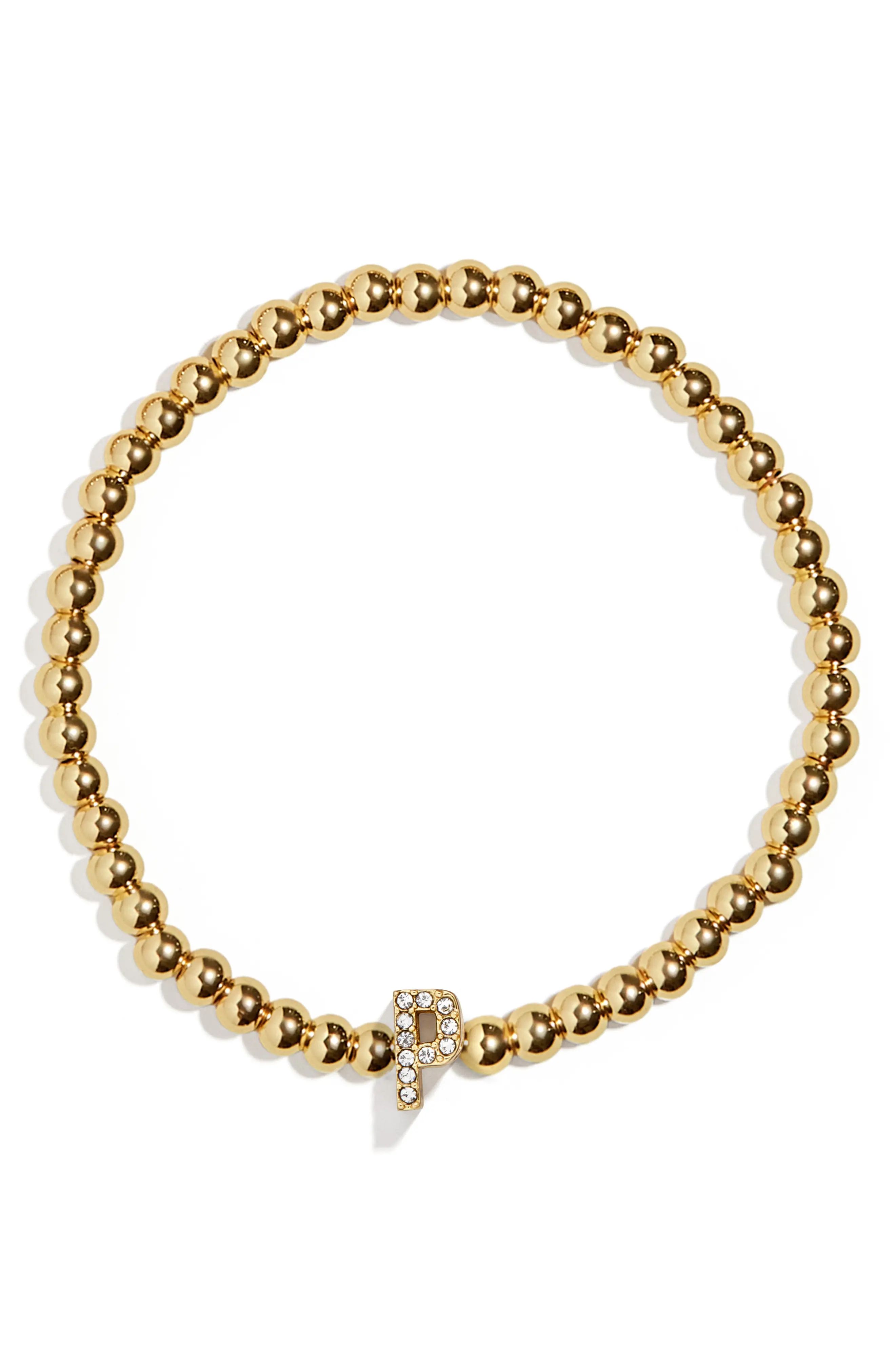 BaubleBar Pisa Pave Initial Bracelet in Gold P at Nordstrom | Nordstrom