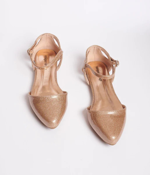 Unique Vintage Champagne Glitter Libby Flats | UniqueVintage