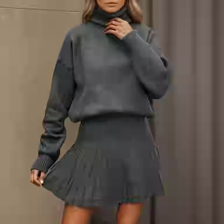 Letdown 2 Piece Skirt Sets for Women Long Sleeve Turtleneck Loose Sweater Layered Ruffle A Line M... | Walmart (US)
