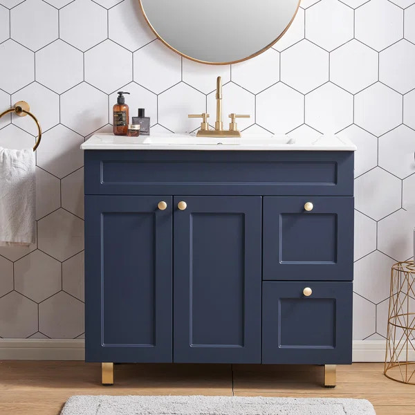 Latay 36" Modern Blue Free-standing Single Bathroom Vanity Set | Wayfair North America