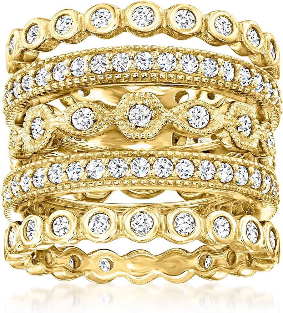 2.50 ct. t.w. CZ Jewelry Set: 5 Eternity Bands in 18kt Gold Over Sterling | Amazon (US)