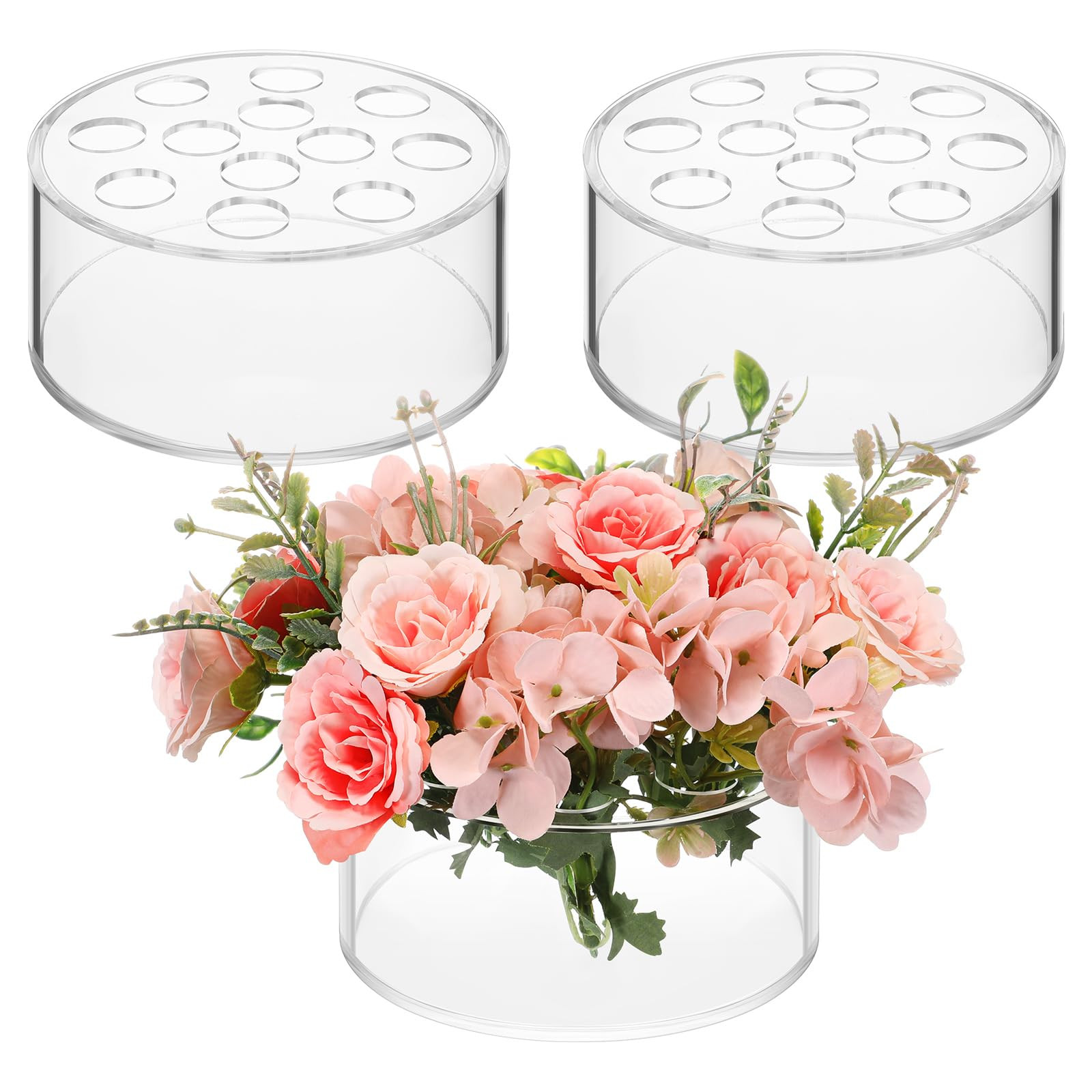 Tanlade 3 Pcs Acrylic Floral Centerpiece for Dining Table Decorations Wedding Round Flower Vase 1... | Amazon (US)