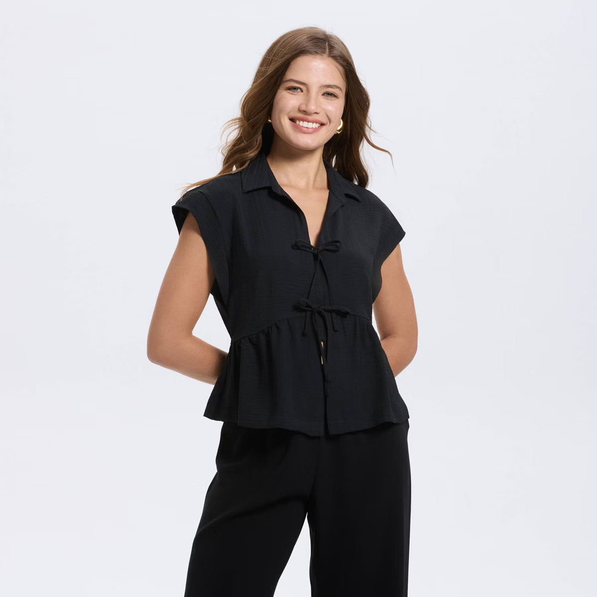 Women's Short Sleeve Tie-Front Blouse - A New Day™ | Target