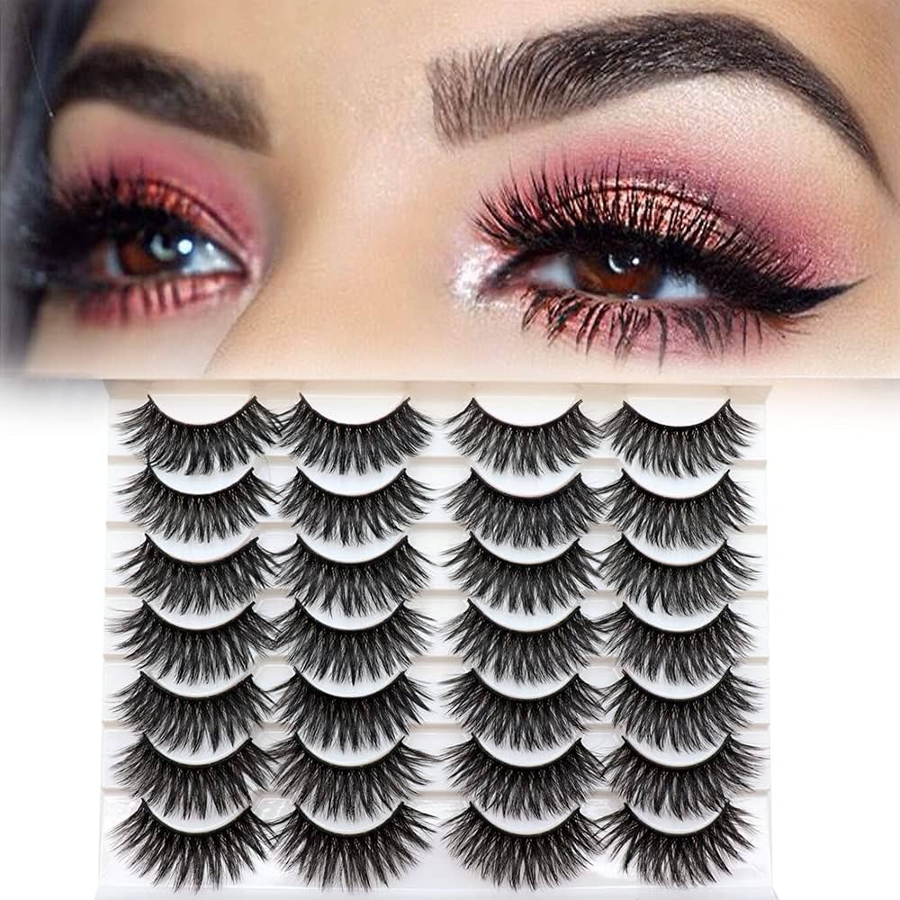 Losha Eyelashes Natural Look Faux Mink Lashes Pack Handmade Fluffy False Eyelashes 14 Pairs Eye L... | Amazon (US)