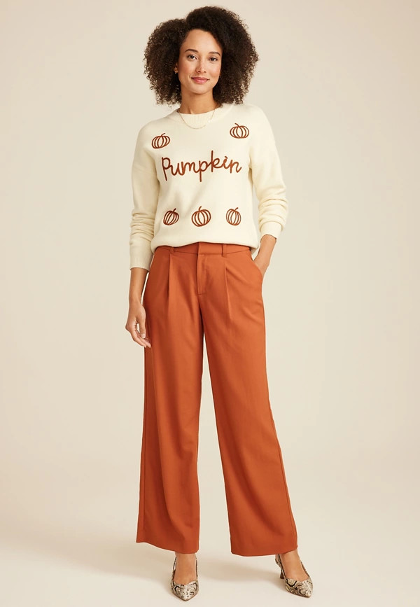 Pumpkin Embroidered Sweater | Maurices