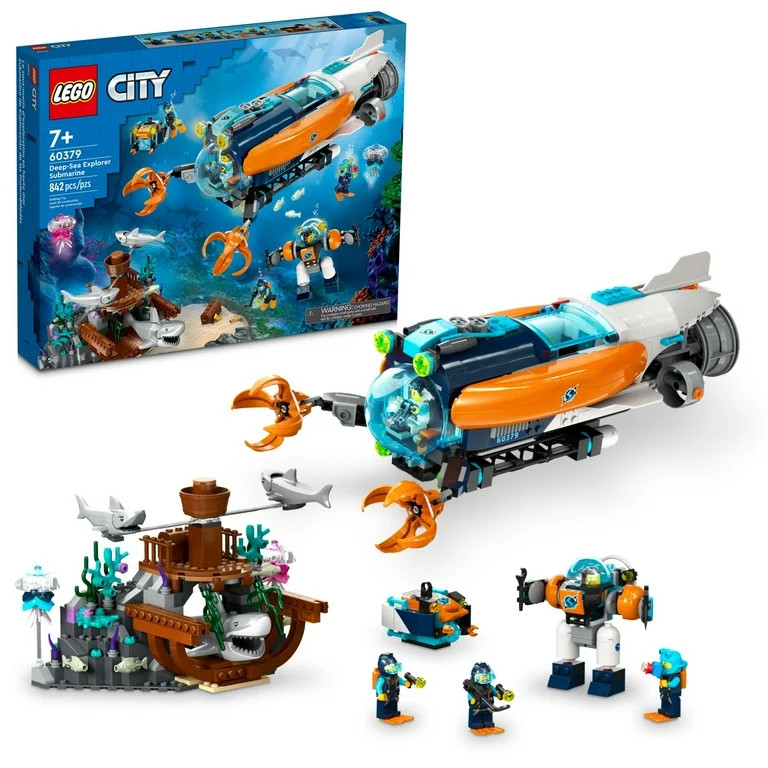 LEGO City Deep-Sea Explorer Submarine Building Set, Ocean Toy with Shipwreck Setting, Sharks & Mi... | Walmart (US)