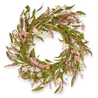Artificial Spring Wreath Pink 22" - National Tree Company | Target