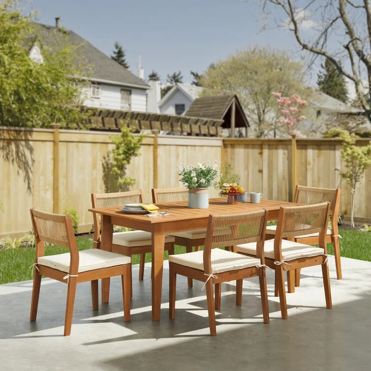 Amenah 6 - Person Rectangular Outdoor Dining Set with Cushions | Wayfair North America