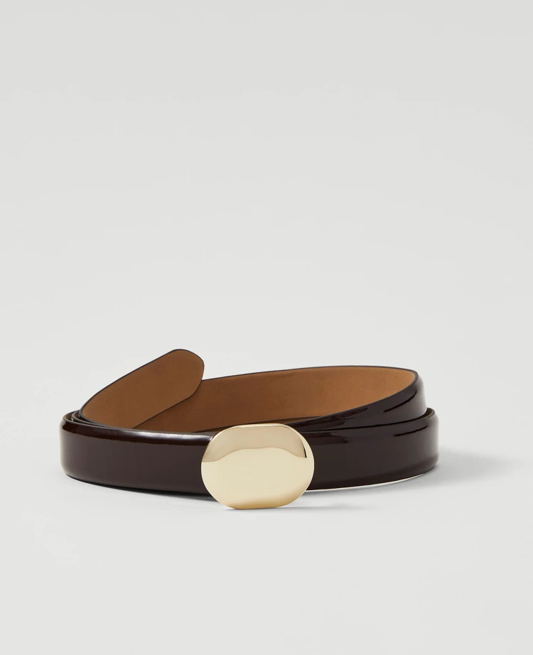 Patent Leather Oval Buckle Belt | Ann Taylor