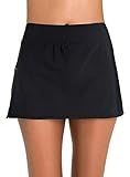Penbrooke Plus Size Women's Swimwear Solid Skort Tummy Control Swim Bottom with Zip Pocket, Black, 2 | Amazon (US)