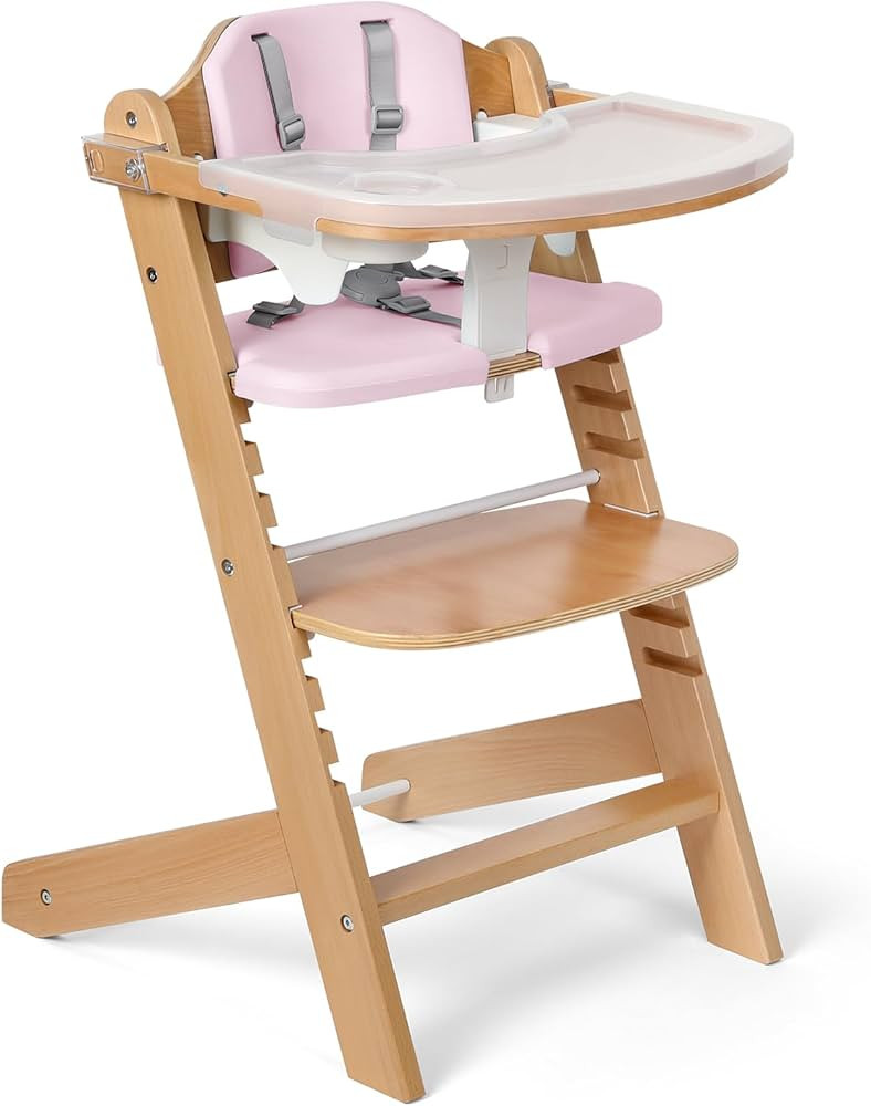 Cowiewie Natural Wooden High Chair for Babies & Toddlers 3-Tier Remove Adjustable Tray and Highch... | Amazon (US)