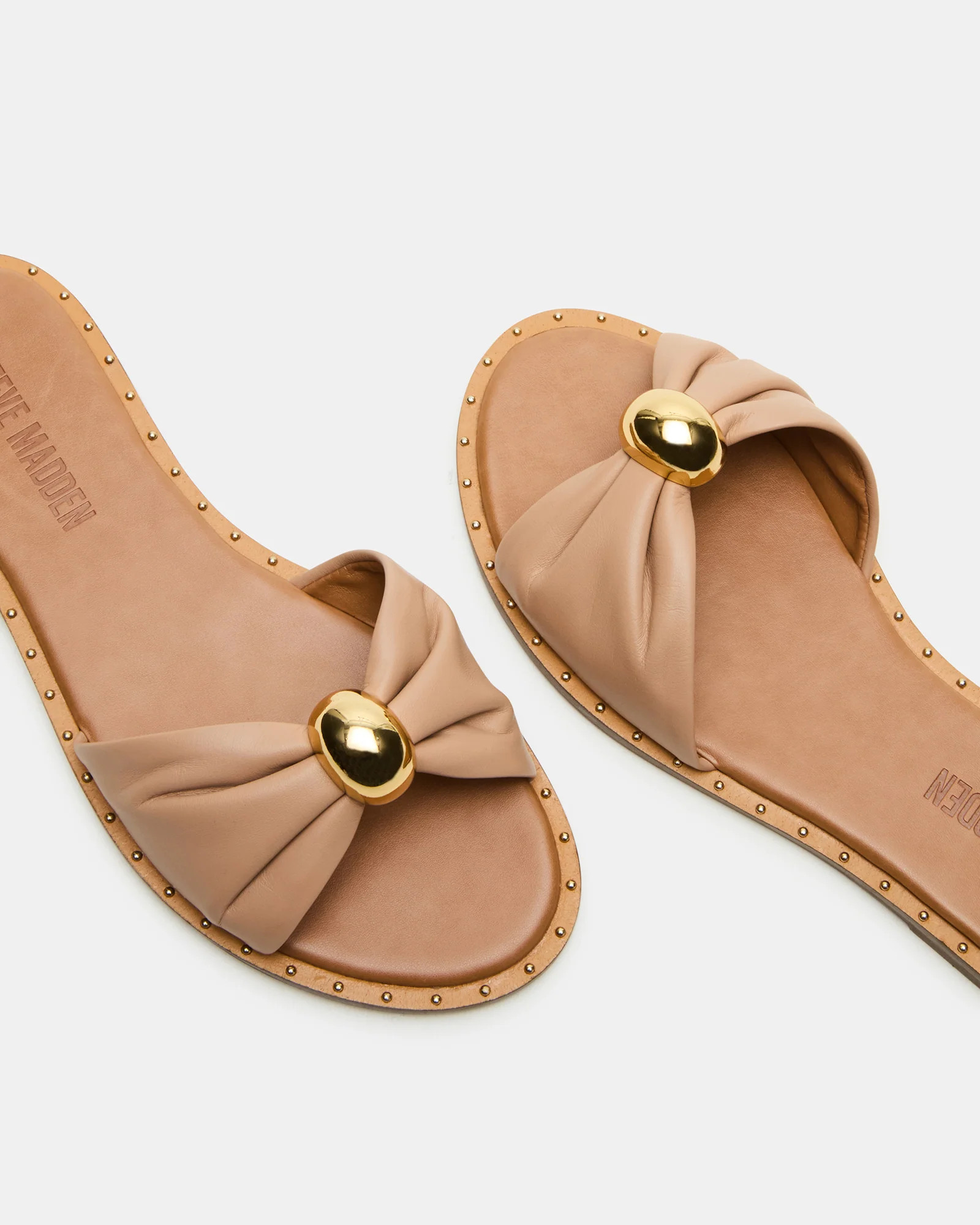 DIPSY Tan Leather Slide Rounded Toe Women's Sandal | Steve Madden (US)