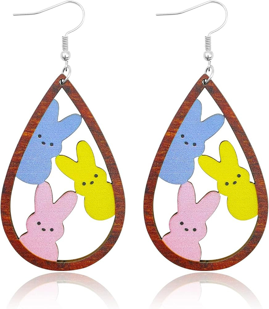 Easter Earrings for Women Easter Bunny Earrings Easter Eggs Rabbit Carrot Earrings Acrylic Easter... | Amazon (US)