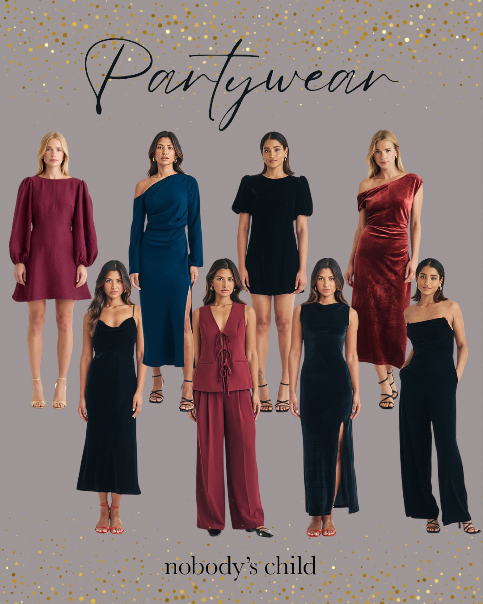Nobody’s Child - PARTYWEAR 

Here are my fave partywear pieces for sparkle season, there’s something for everyone from mini dresses to maxis and jumpsuits to trousers. Love how rich the colours look in velvet. 

#NCIcons #party #dresses

#LTKautumn #LTKpartywear #LTKwinter