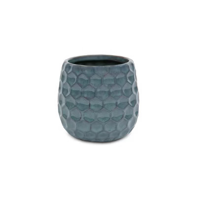 Cheung's Farrier Hexagon Pattern Blue Ceramic Pot - Medium | Target