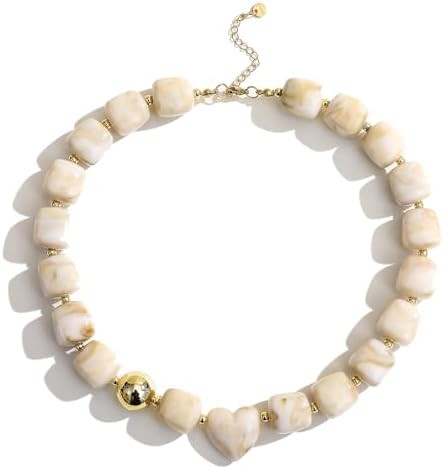 Colorful Resin Chunky Beaded Choker Necklace for Women, Summer Beach Jewelry | Amazon (US)