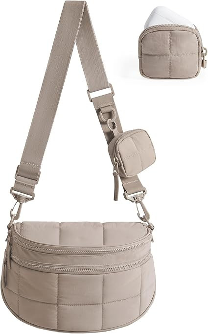 BAGSMART Small Crossbody Bags for Women, Puffer Cute Bum Bag with Pouch, Quilted Purse for Daily ... | Amazon (US)