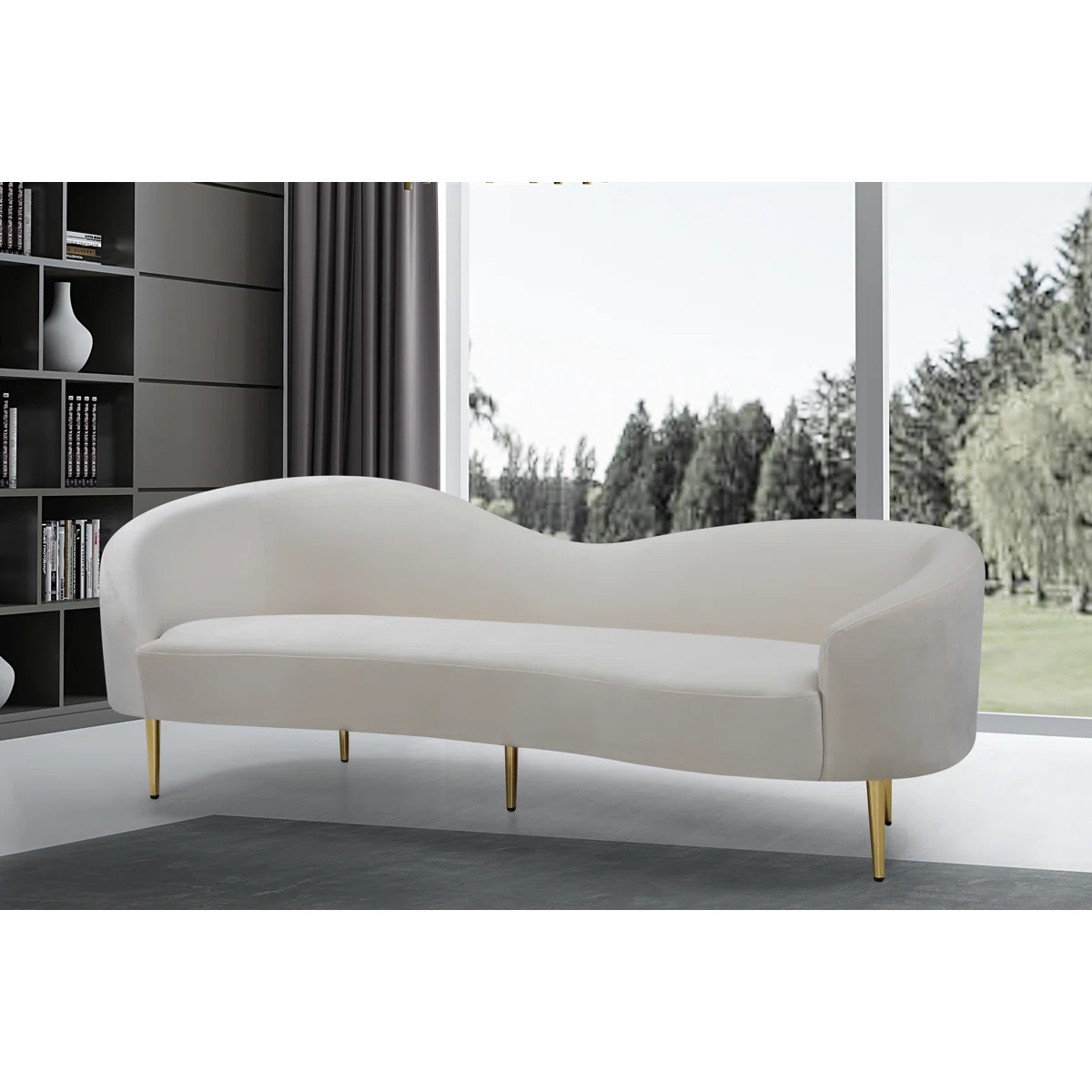 Ritz 85.5" Velvet Curved Sofa | Wayfair North America