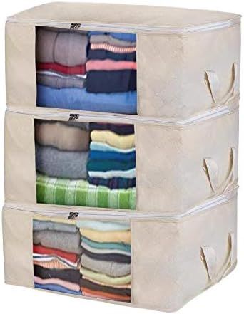 Awekris Clothing Storage Bags, Foldable Blanket Storage Bag Has Clear Window & Carry Handles, Gre... | Amazon (US)