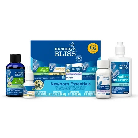 Mommy's Bliss Newborn Set, Included Gripe Water, Vitamin D, Gas Relief, Saline Drops, 4 Count | Walmart (US)
