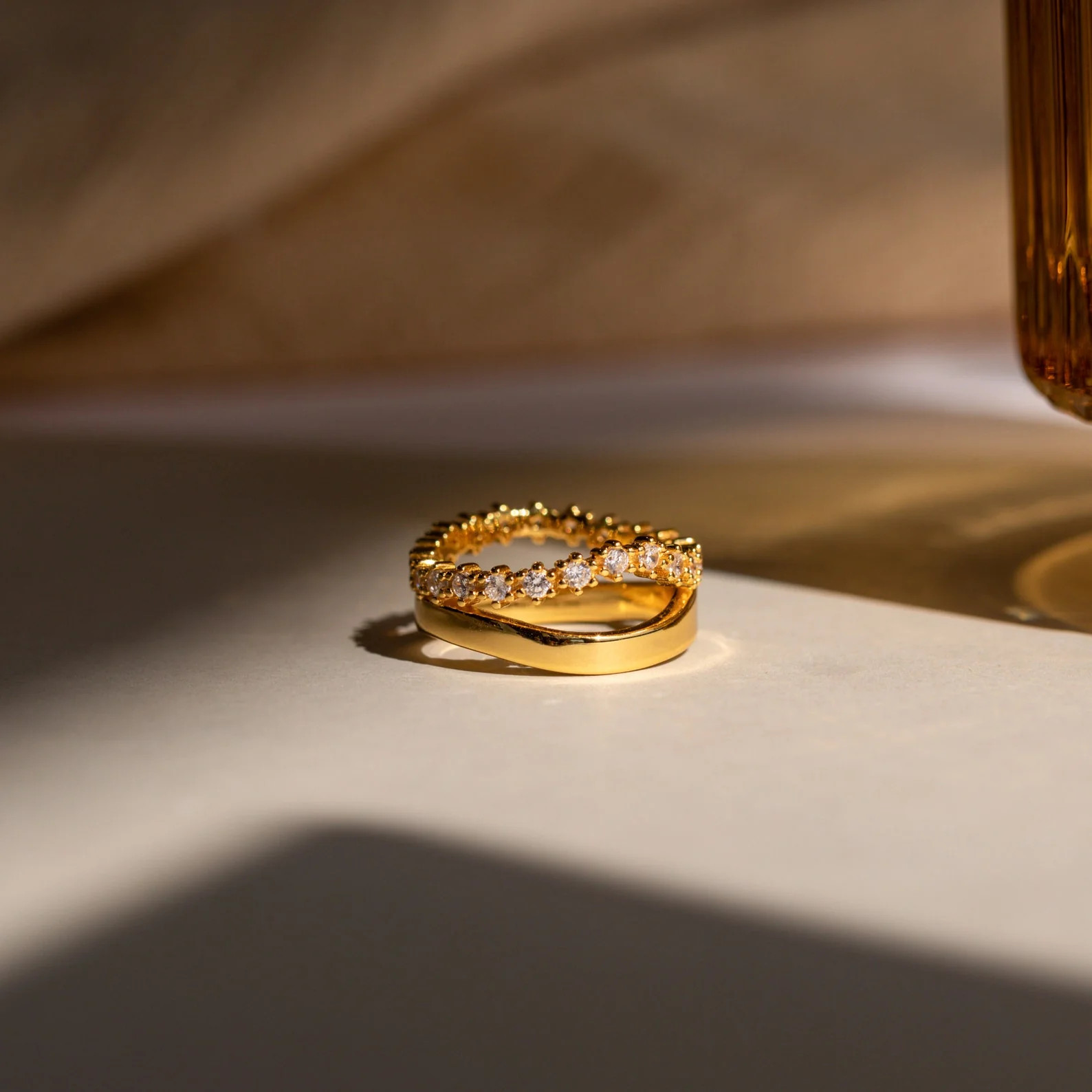 Wave Diamond Duo Ring | Caitlyn Minimalist