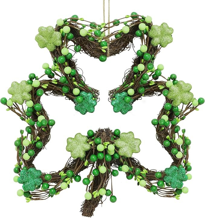 St Patricks Day Wreath for Front Door, Artificial Saint Patrick's Day Door Wreath with Glitter Fo... | Amazon (US)