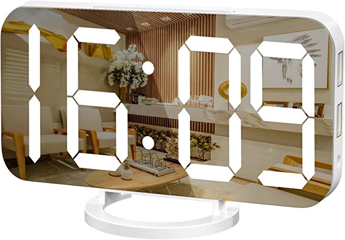 WulaWindy Digital Alarm Clock, Large Mirrored LED Display, with USB Charger, Snooze Function Dim ... | Amazon (US)