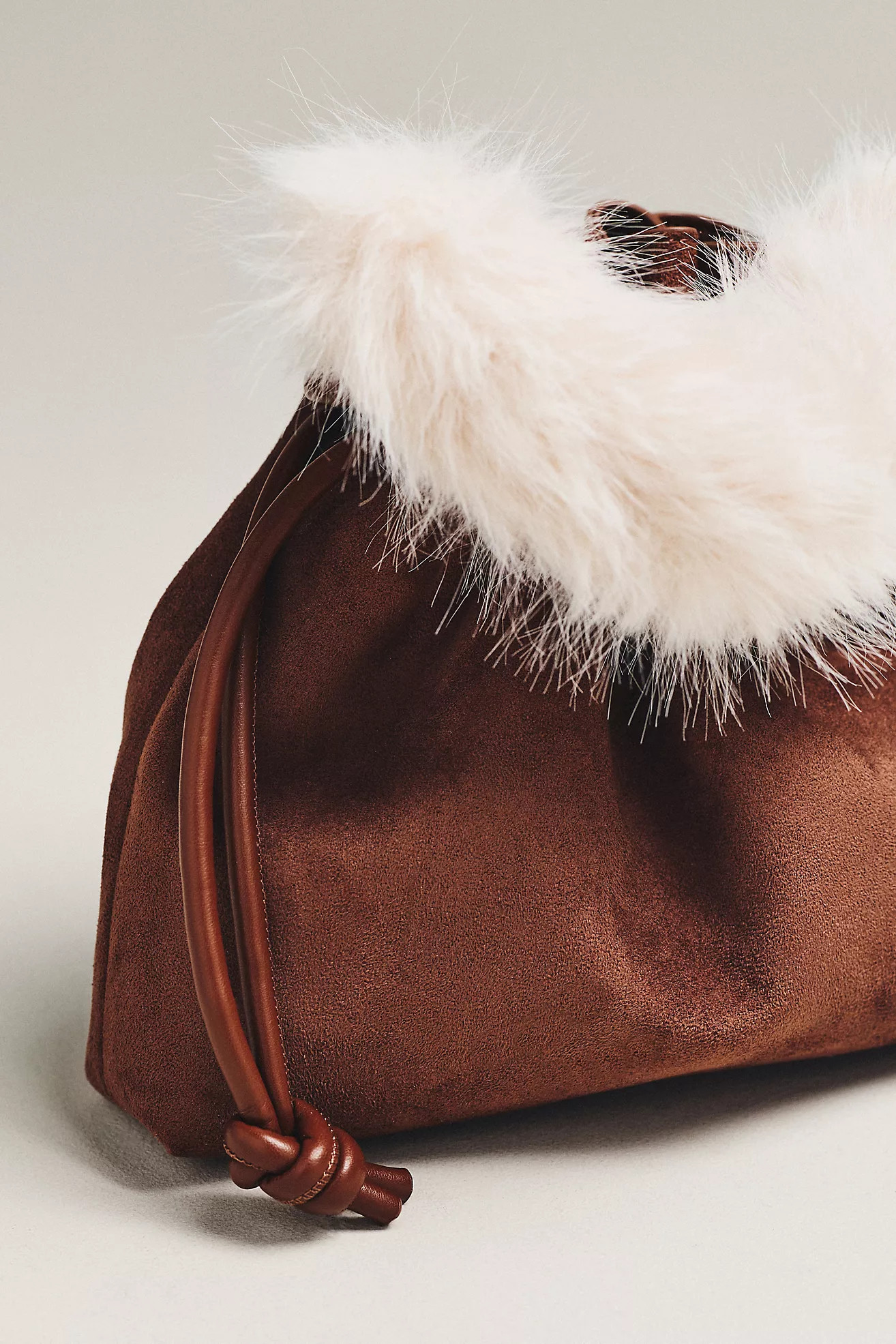 Cinched Suede Faux Fur Bucket Bag | Anthropologie (US)