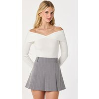 ASTR the Label | Ribbed Off Shoulder Long Sleeve Sweater in Off white | Size M | ASTR The Label (US)