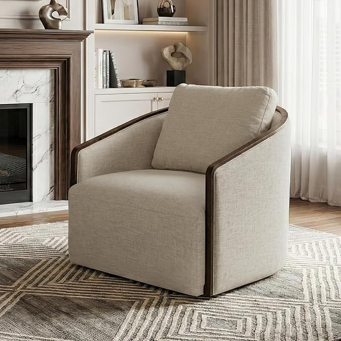 Furniture of America Pavik Modern Upholstered Swivel Chair with Back Pillow, Sloped Armrests and ... | Amazon (US)