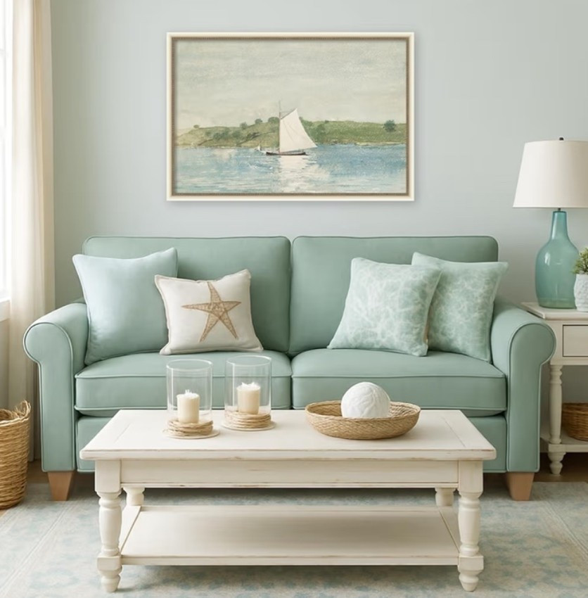 Coastal wall art with that calm, classic seaside feel that makes a room look instantly softer and more collected. 🐚🌊 Perfect above a sofa, bed, console table, hallway, beach house, guest room, or coastal cottage space. The distressed white frame gives it that relaxed vintage charm. 

Add it now while this style is available. 🐟🦀

#LTKHome #LTKSeasonal #LTKU
