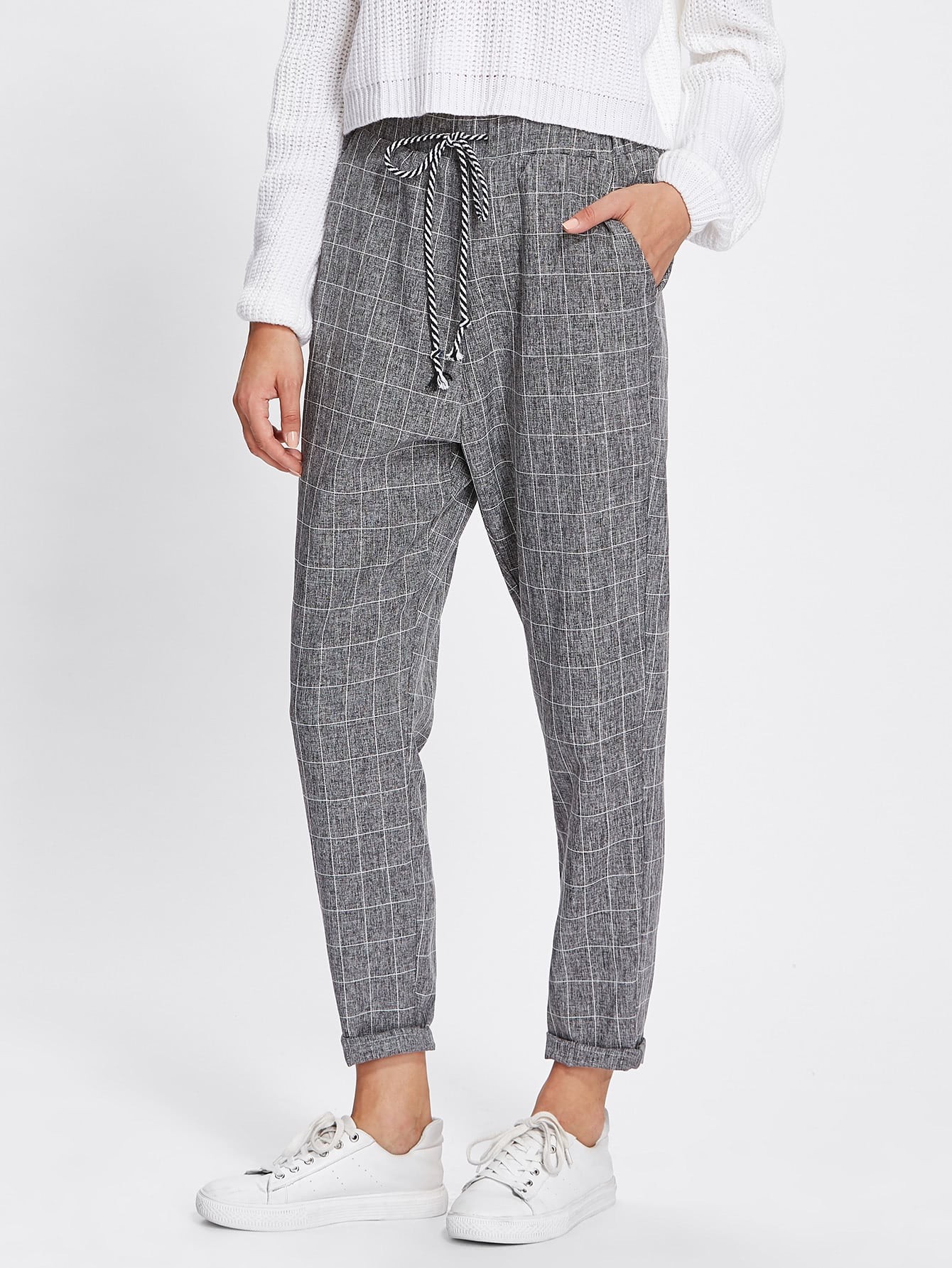 Pantalons avec cordon avec ourlet du pan | SHEIN