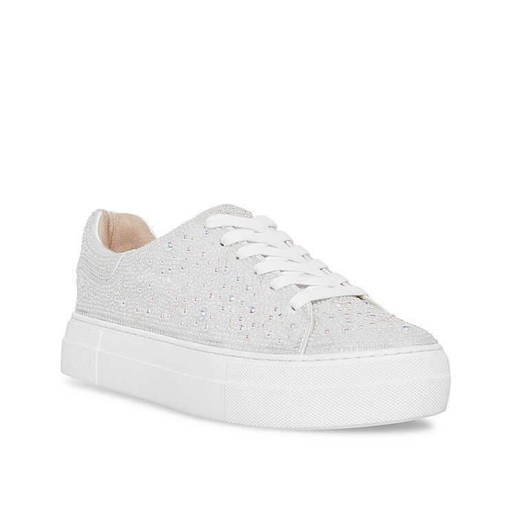 Betsey Johnson Suton Highwall Bling Platform Sneaker | Women's | Pearl Silver/Iridescent | Size 11 | Sneakers | DSW