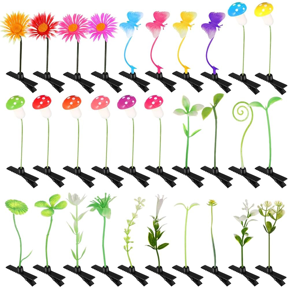 30 Pcs Bean Sprout Hair Clips Mixed Style Plant Hairpins Flower Plant Hair Clip Little Grass Barr... | Amazon (US)