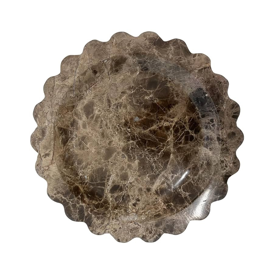Marble Tray Round Scalloped Tray Small Serving Platter for Counter, Bathroom, Kitchen, Nightstand... | Amazon (US)