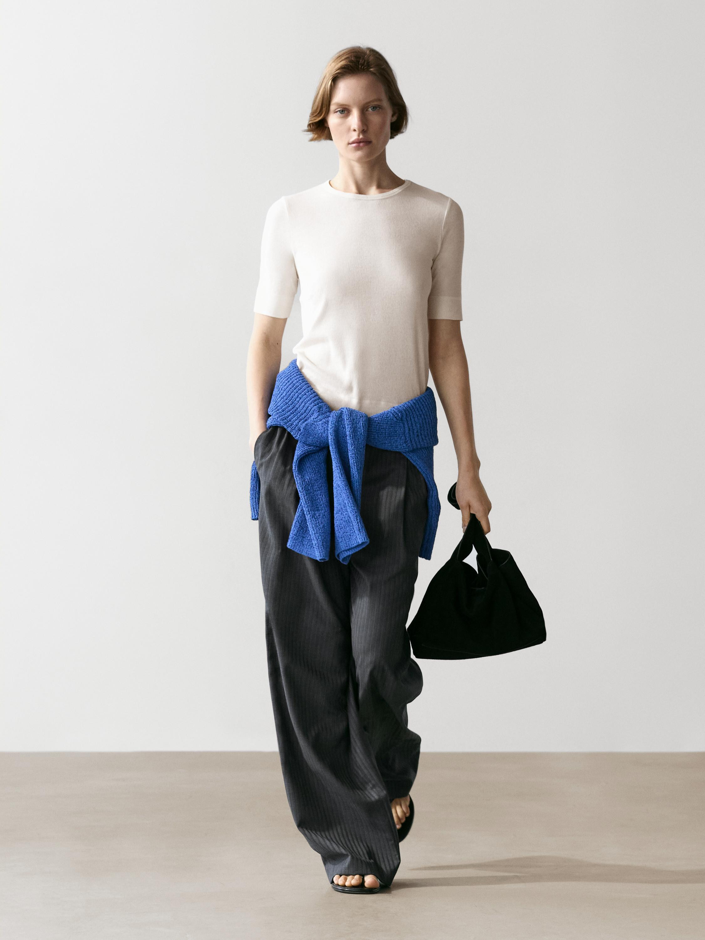 Cotton blend T-shirt | Massimo Dutti UK