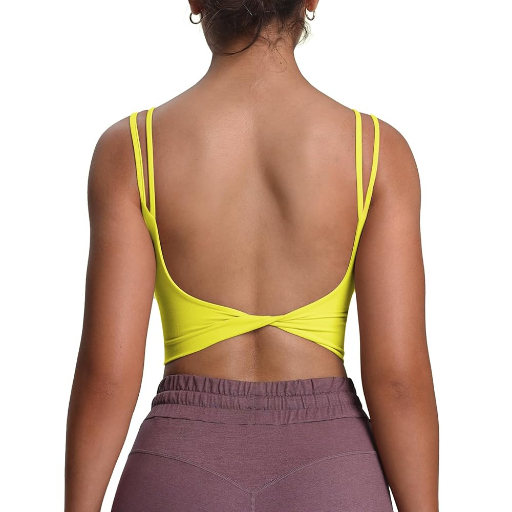 Aoxjox Women's Workout Sports Bras Fitness Yoga Crop Tank Twist Back Cami | Amazon (US)