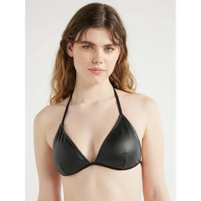 No Boundaries Juniors’ Faux Leather Bikini Swim Top, Sizes XS-XXL - Walmart.com | Walmart (US)
