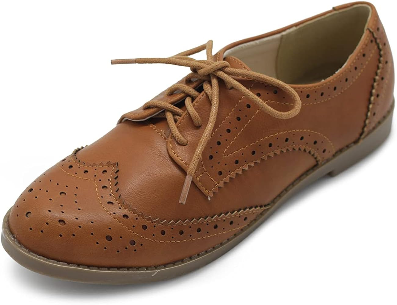 Ollio Women's Flats Shoes Wingtip Lace Up Oxfords | Amazon (US)