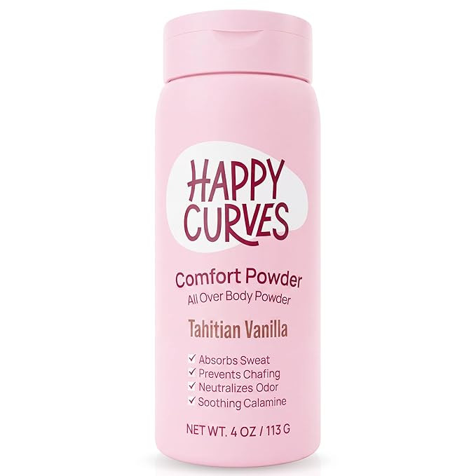 HAPPY CURVES Comfort Powder: Talc Free Anti Chafe Body & Foot Dusting Powder Deodorant for Inner ... | Amazon (US)