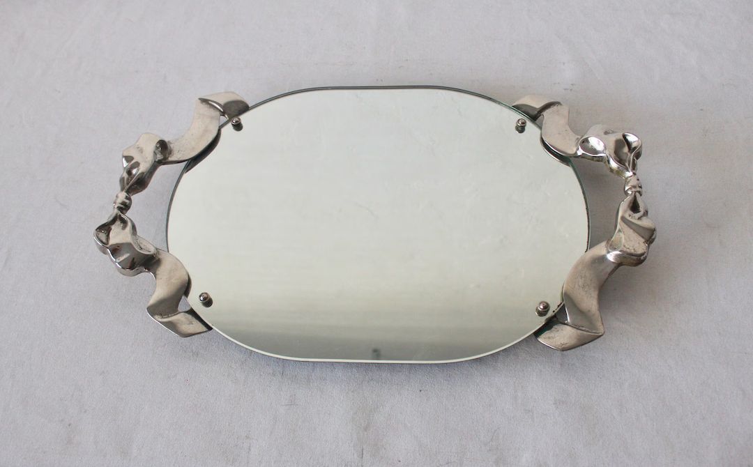 Godinger Vintage Mid Century Large Silver Pewter Finish Mirror Vanity Tray - Etsy | Etsy (US)