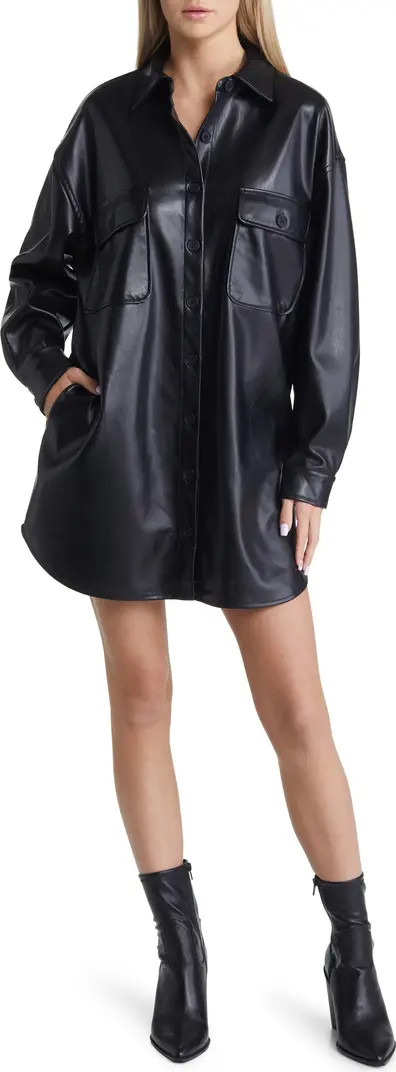 The Sam Long Sleeve Faux Leather Shirtdress | Nordstrom