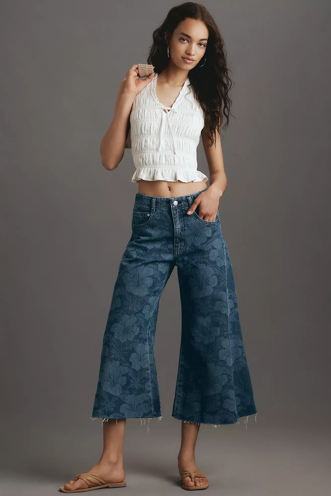 The Adi Crop Mid-Rise Flare Jeans by Pilcro | Anthropologie (US)