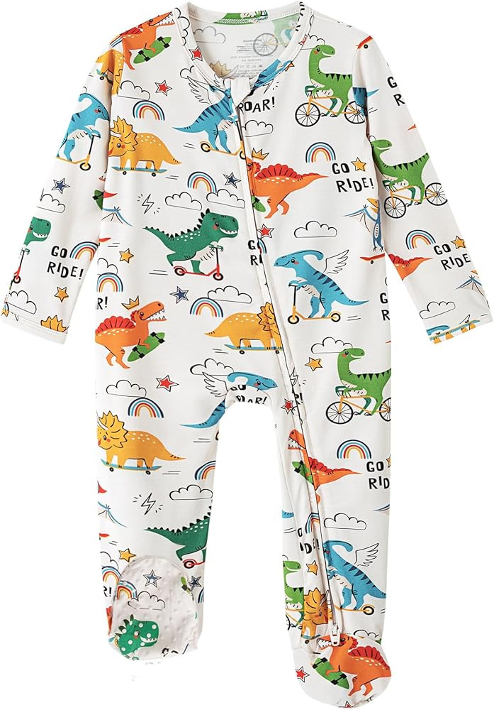 Baby Footie Romper Pajamas Unisex Newborn Infant Pjs Soft Rompers Viscose from Bamboo Sleepwear | Amazon (US)