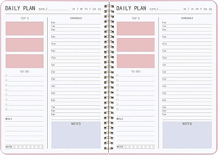 Daily Planner - Hourly Schedules Agenda Appointment Planner Undated with to-Do List,Meals,Notes 1... | Amazon (US)