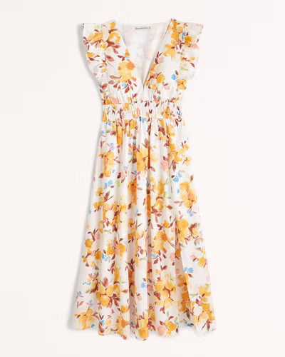 Flutter Sleeve Midi Dress | Abercrombie & Fitch (US)