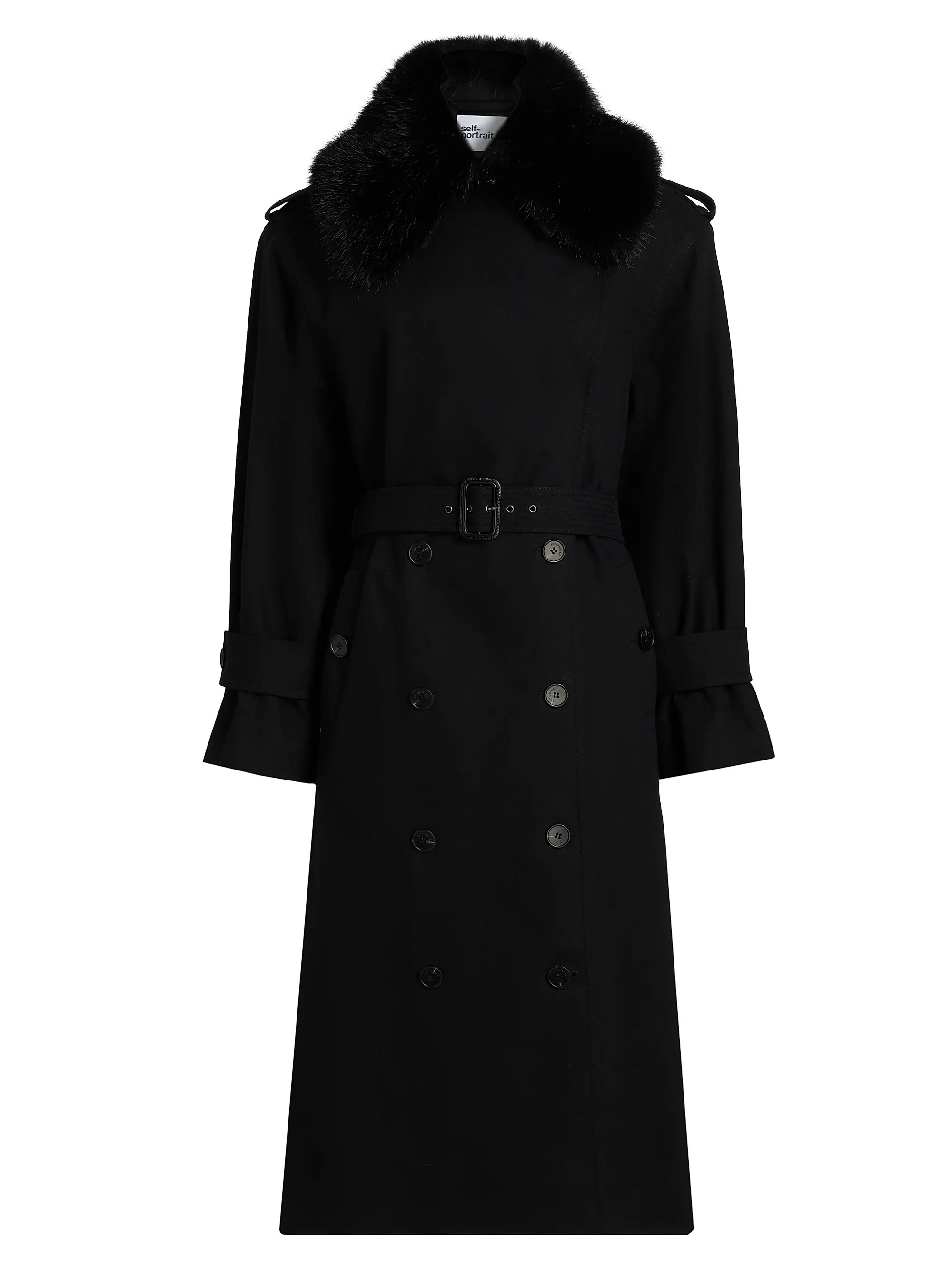 Faux Fur Collar Twill Trench Coat | Saks Fifth Avenue